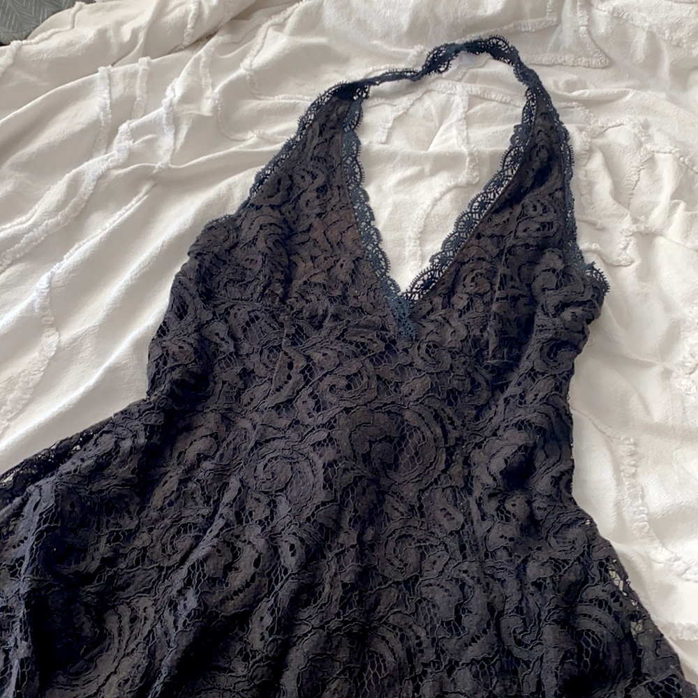 Black Lace Urban Outfitters Halter Dress
